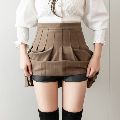 Pleated skirt women's skirt short skirt autumn and winter new high waist woolen autumn and winter a-line skirt hip skirt