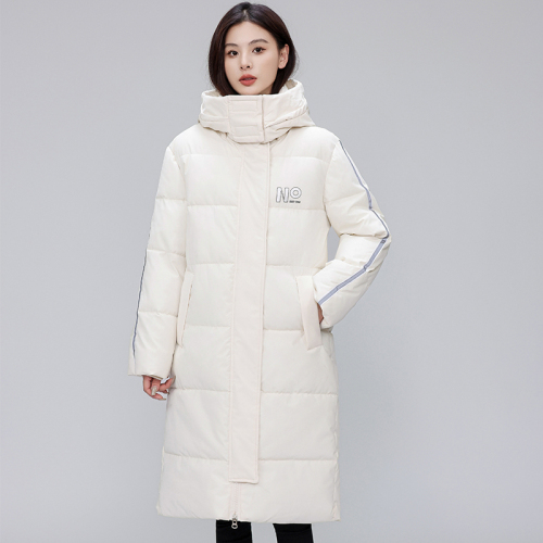 Real shot of down cotton coat for women 2024 mid-length winter slimming trendy hooded thick coat