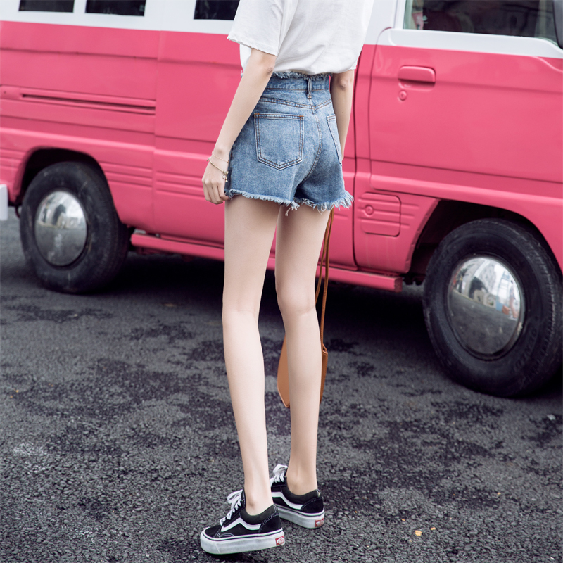 Denim shorts women's high waist new summer slimming loose a-line trendy super short ins hot pants outer wear wide leg Korean version