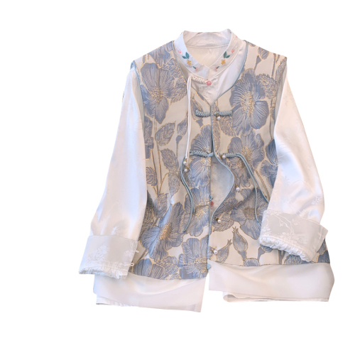 New Chinese style buckle vest for women in spring, Chinese style vest, short style, fashionable Tang suit vest jacket