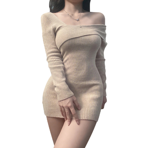 Spring, summer, autumn and winter sexy slimming knitted dress for women