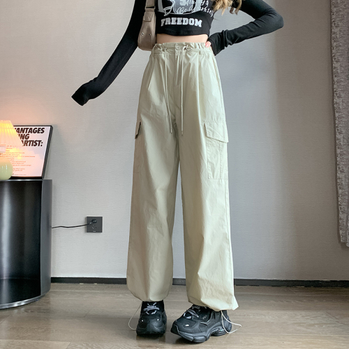 Overalls for women, spring and autumn, high-waisted, slim, loose, casual, wide-legged, black trousers