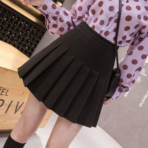 Pleated skirt women's skirt short skirt autumn and winter new high waist woolen autumn and winter a-line skirt hip skirt