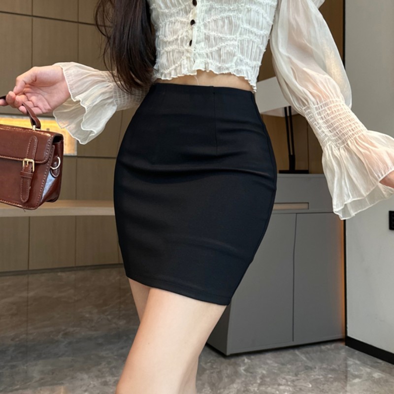 New workwear professional skirt, anti-exposure one-step skirt, work skirt, OL short skirt, black skirt