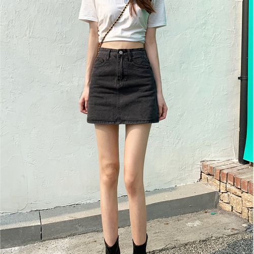 Summer new sweet commuting denim skirt skirt summer women's new high-waist thin A-line hip skirt