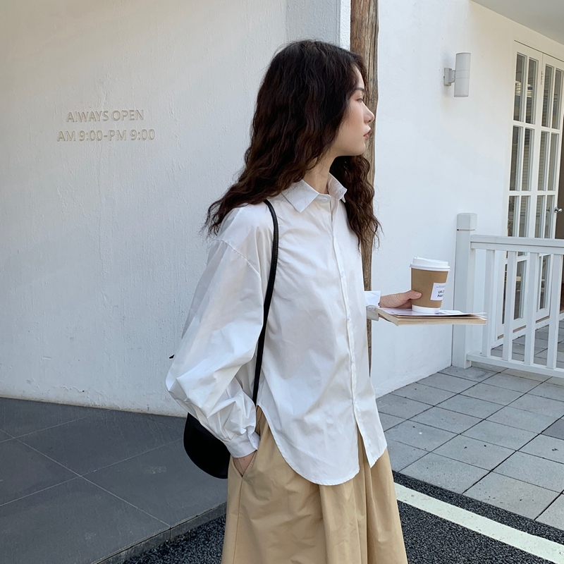 Spring style super beautiful popular Korean style loose and versatile slim lantern sleeve puff sleeve shirt women's trendy jacket