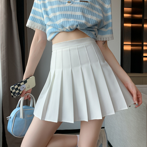 Pleated skirt women's skirt short skirt summer new high waist slim college style jk skirt a line skirt