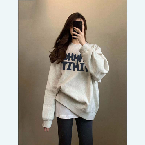 260g Big Fish Scale Autumn Thin Sweatshirt for Women Back Cover Collar Fat MM Large Size Sweatshirt for Women