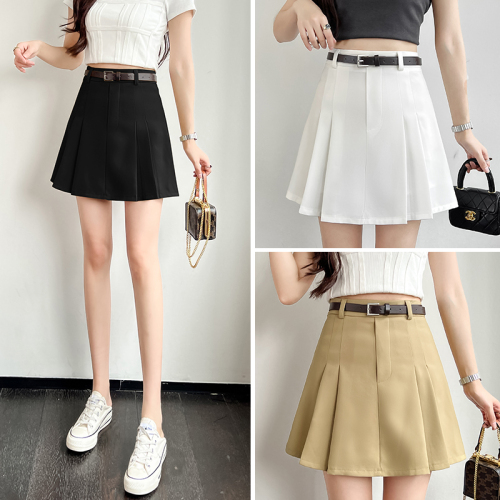 Skirt Women's Summer New Korean Style Pleated Skirt Slimming Crotch Covering Skirt A-Line Short Skirt