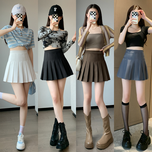 Pleated skirt women's skirt short skirt summer new high waist slim college style jk skirt a line skirt