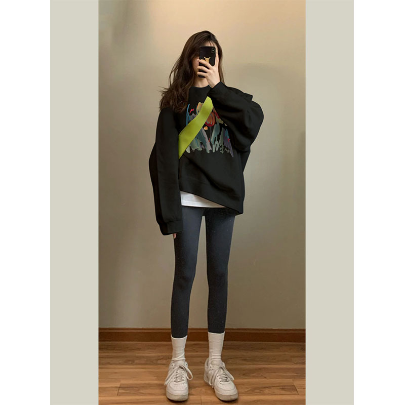 ~New Autumn/Winter Korean Youthful Print Large Round Neck Sweatshirt, Thin 310g / Fleece 410g