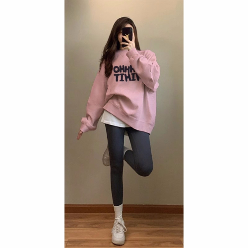 260g Big Fish Scale Autumn Thin Sweatshirt for Women Back Cover Collar Fat MM Large Size Sweatshirt for Women