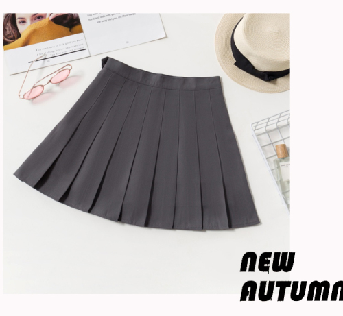 Pleated skirt women's spring and autumn new high-waisted A-line slimming college style extended style tall skirt summer