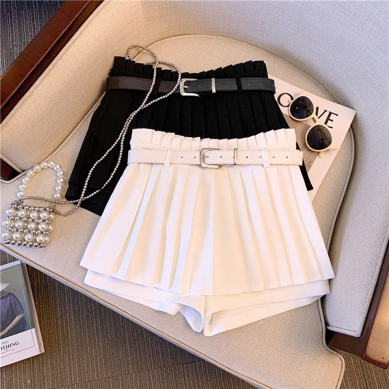 Pleated culottes for women summer new style casual and versatile slimming and tall sexy hot girl a-line shorts