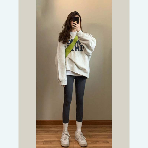 260g Big Fish Scale Autumn Thin Sweatshirt for Women Back Cover Collar Fat MM Large Size Sweatshirt for Women