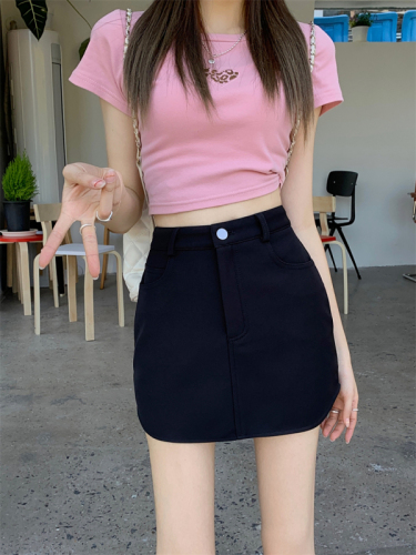 Large size black hip-hugging skirt khaki short skirt women's skirt high waist slim suit skirt hot girl pants skirt