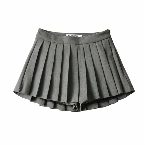 Autumn and winter style, short front, long back, anti-exposure pleated skirt, short skirt, high waist, slimming, fresh skirt