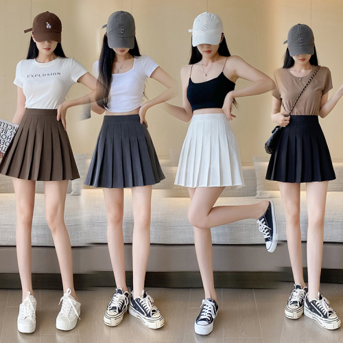 Pleated skirt for small women, slimming, high waist and hip A-line skirt, anti-exposure student style skirt