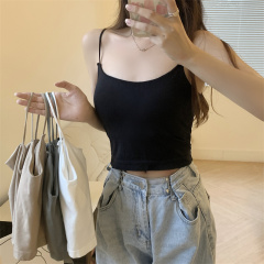 Slim-fitting suspender women's elastic inner vest with breast pads sexy backless bottoming top