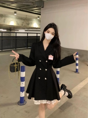 College style bow dress for women in autumn, high-end temperament skirt, fat mm waist slimming suit skirt