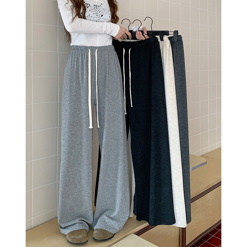 Shot! 2024 Autumn Lazy Style Wide Leg Pants with Belted Relaxed Waist Loose Straight Leg Pants for Women