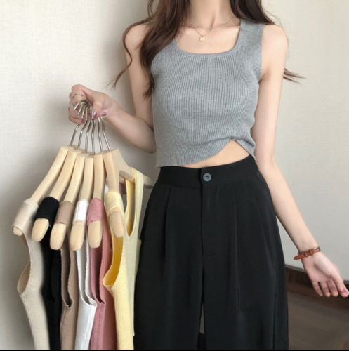 Black camisole women's summer inner wear French design tube top hot girl bottoming short top wear trendy ins