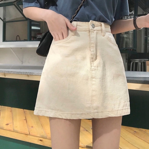 High-waisted denim short skirt for women, new spring and summer A-line skirt, slim and versatile hip-hugging skirt