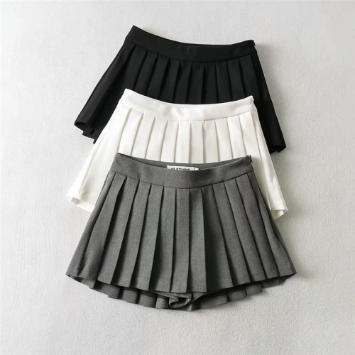 Autumn and winter style, short front, long back, anti-exposure pleated skirt, short skirt, high waist, slimming, fresh skirt