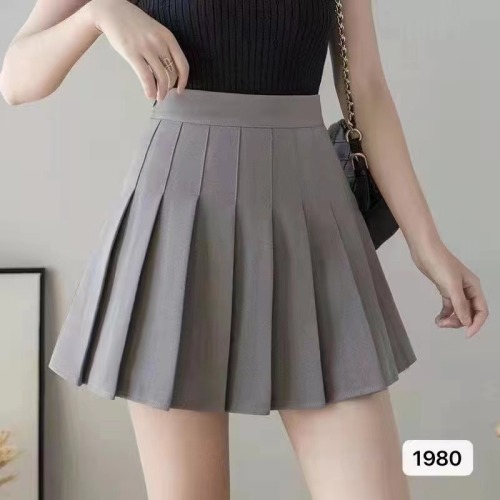 White pleated skirt, short skirt, women's summer skirt, anti-exposure black a-line skirt, college gray skirt