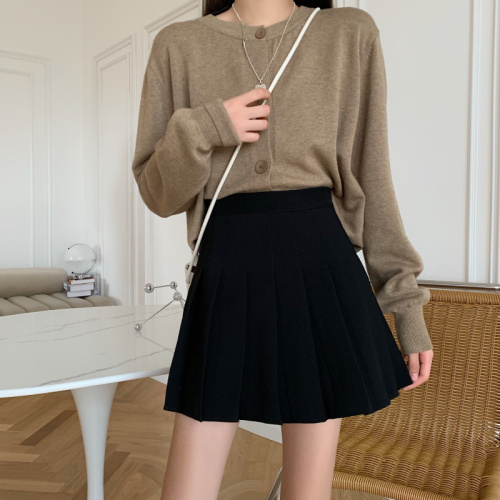 Korean style high waist slimming pleated skirt a line slimming skirt