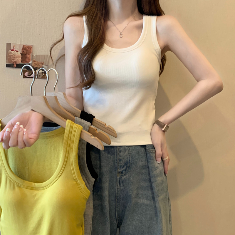 Camisole new style women's suit inner wear autumn and winter brushed outer wear white bottoming top for women