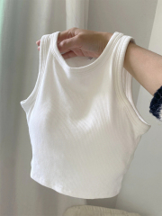 Pure lust hot girl sports vest with breast pads and suspenders for women summer short style navel-baring sleeveless bottoming outer top