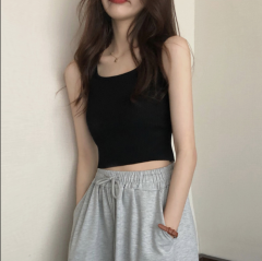 Black camisole women's summer inner wear French design tube top hot girl bottoming short top wear trendy ins