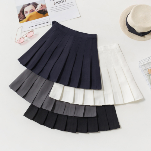 Pleated skirt women's spring and autumn new high-waisted A-line slimming college style extended style tall skirt summer