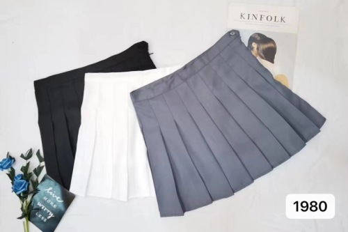 White pleated skirt, short skirt, women's summer skirt, anti-exposure black a-line skirt, college gray skirt