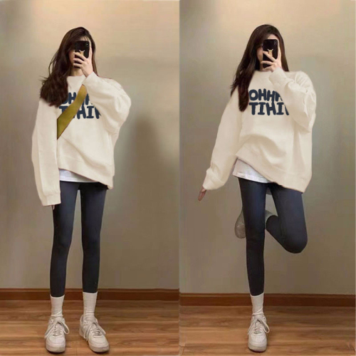 260g Big Fish Scale Autumn Thin Sweatshirt for Women Back Cover Collar Fat MM Large Size Sweatshirt for Women