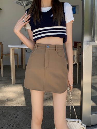 Large size black hip-hugging skirt khaki short skirt women's skirt high waist slim suit skirt hot girl pants skirt