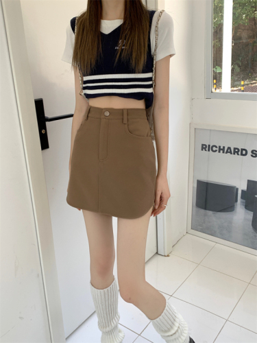 Large size black hip-hugging skirt khaki short skirt women's skirt high waist slim suit skirt hot girl pants skirt