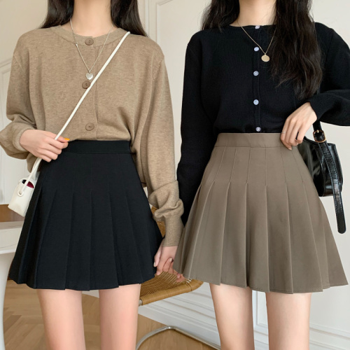 Korean style high waist slimming pleated skirt a line slimming skirt