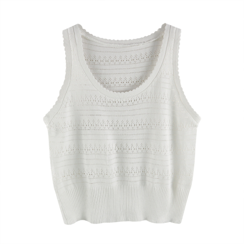 Super popular hollow knitted French chic small vest for women to wear as a summer internet celebrity sleeveless design short top
