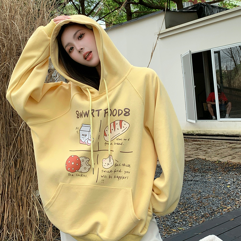 2024 plus size women's sweatshirt autumn and winter raglan sleeves loose hooded sweatshirt plus velvet and thickening
