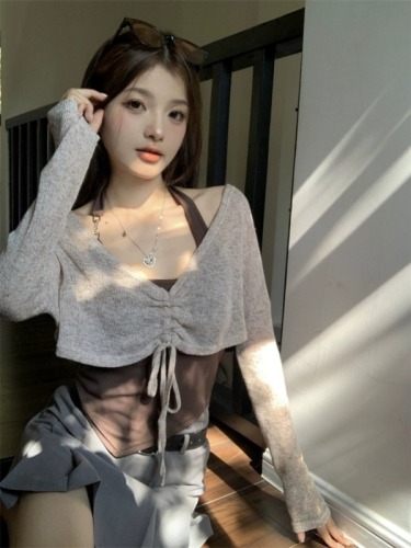 Original method: hot girl suit, halter neck camisole, two-piece summer slimming short style for women