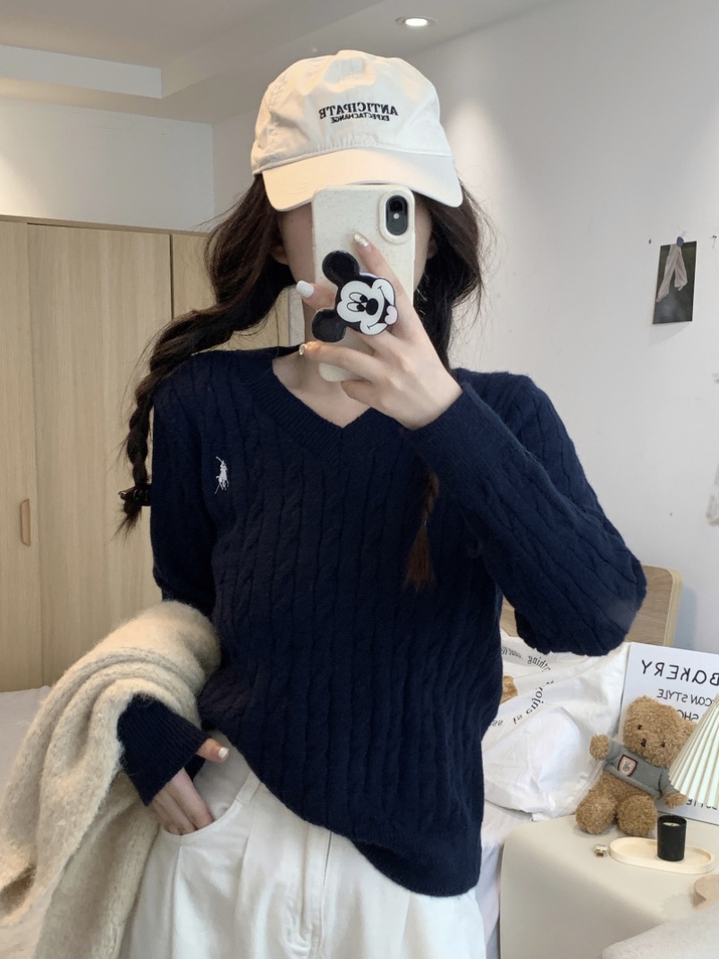 Shot-in-the-field Crochet V-neck Turtleneck Long-sleeve Knitted Sweater for Women Vintage Embroidery New Ins Autumn/Winter Top