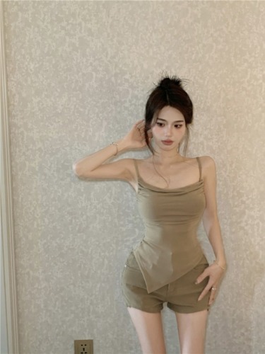 Real shot!  Salt style outfit for women, flesh-covering cardigan, versatile camisole two-piece set