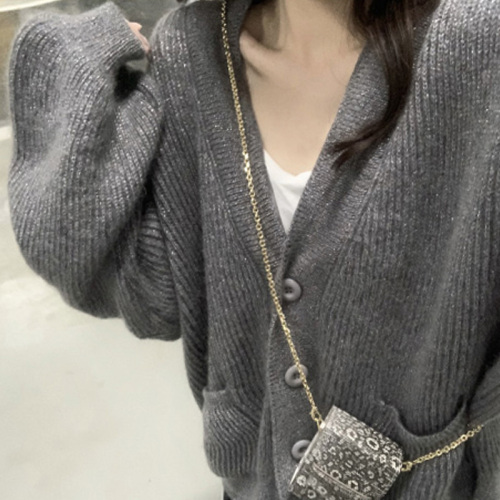 Mohair cardigan women's thick loose lazy style autumn and winter new Korean style temperament short sweater knitted jacket