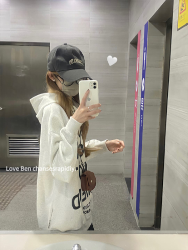 American retro trendy brand letter printed hooded sweatshirt for women in autumn and winter new oversize lazy style couple's top