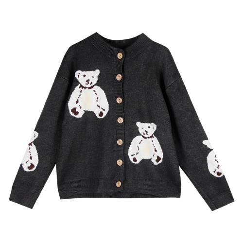 Korean new retro chic loose thickened bear cardigan long-sleeved sweater sweater jacket for women