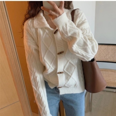 Spring and Autumn New Korean Style Loose Lazy Gentle Twist Sweater Jacket Women's Thickened Knitted Cardigan Women