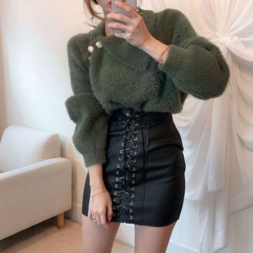 Autumn and winter new Korean style knitted top pullover mink velvet sweater for women, lazy style outer wear knitted sweater trend