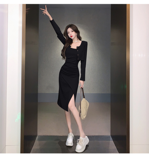 Pure lust hottie casual fashion niche design sexy suspender dress cardigan two-piece suit skirt spring and autumn